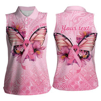 Faith Hope Love Butterfly Ribbon Personalised Women Sleeveless Polo Shirt