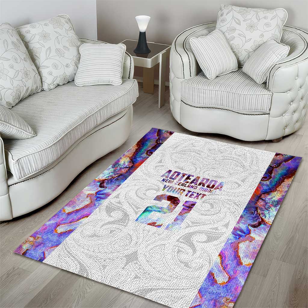 Custom New Zealand Aotearoa Area Rug Pink Maori Paua Shell Indigenous - Polynesian Pride