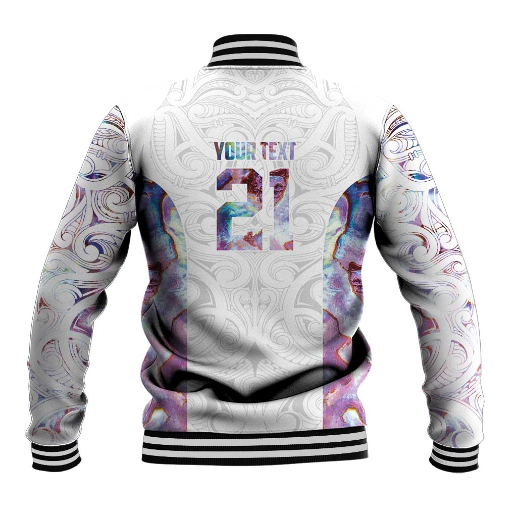 Custom New Zealand Aotearoa Baseball Jacket Pink Maori Paua Shell Indigenous - Polynesian Pride