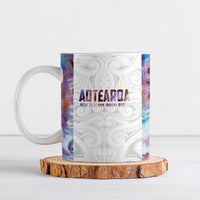 Custom New Zealand Aotearoa Ceramic Mug Pink Maori Paua Shell Indigenous - Polynesian Pride