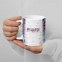 Custom New Zealand Aotearoa Ceramic Mug Pink Maori Paua Shell Indigenous - Polynesian Pride