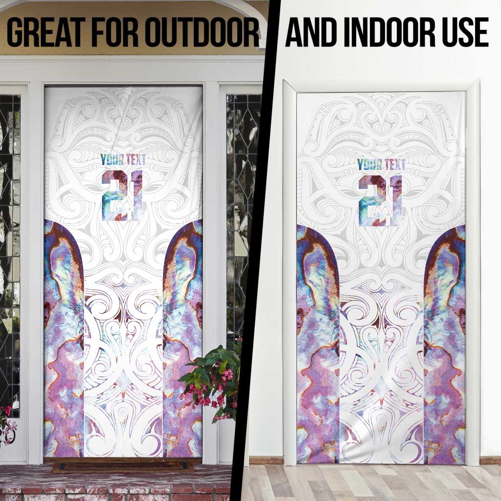 Custom New Zealand Aotearoa Door Cover Pink Maori Paua Shell Indigenous - Polynesian Pride