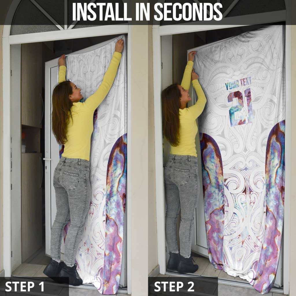 Custom New Zealand Aotearoa Door Cover Pink Maori Paua Shell Indigenous - Polynesian Pride