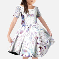 Custom New Zealand Aotearoa Family Matching Mermaid Dress and Hawaiian Shirt Pink Maori Paua Shell Indigenous LT9 Daughter's Dress Pink - Polynesian Pride