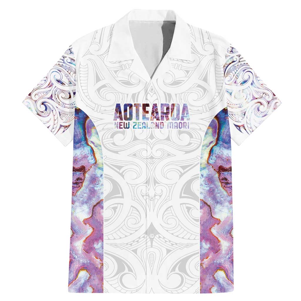 Custom New Zealand Aotearoa Family Matching Mermaid Dress and Hawaiian Shirt Pink Maori Paua Shell Indigenous LT9 Dad's Shirt - Short Sleeve Pink - Polynesian Pride