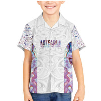 Custom New Zealand Aotearoa Family Matching Mermaid Dress and Hawaiian Shirt Pink Maori Paua Shell Indigenous LT9 Son's Shirt Pink - Polynesian Pride