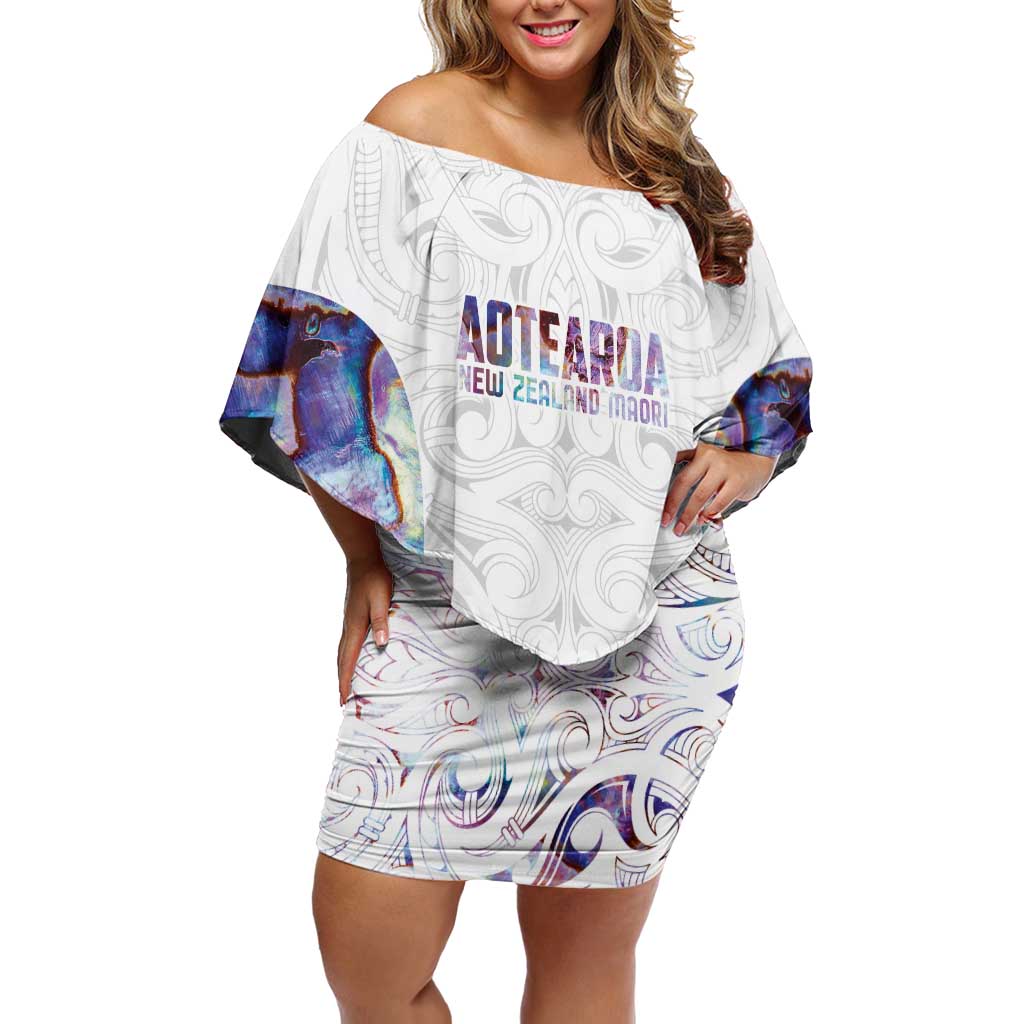 Custom New Zealand Aotearoa Family Matching Off Shoulder Short Dress and Hawaiian Shirt Pink Maori Paua Shell Indigenous - Polynesian Pride