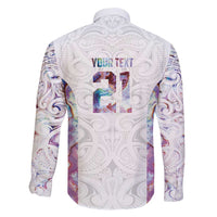 Custom New Zealand Aotearoa Family Matching Tank Maxi Dress and Hawaiian Shirt Pink Maori Paua Shell Indigenous - Polynesian Pride