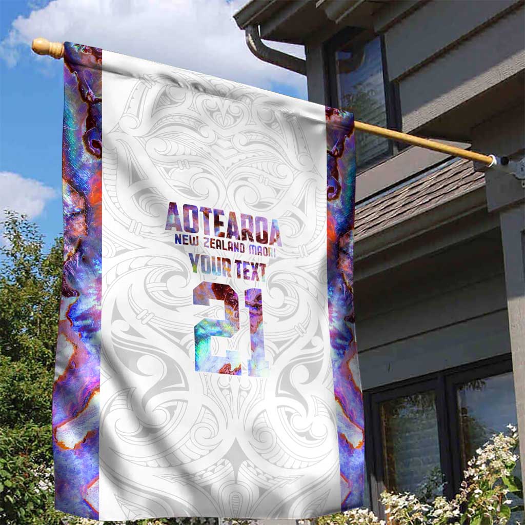 Custom New Zealand Aotearoa Garden Flag Pink Maori Paua Shell Indigenous - Polynesian Pride