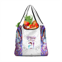 Custom New Zealand Aotearoa Grocery Bag Pink Maori Paua Shell Indigenous - Polynesian Pride