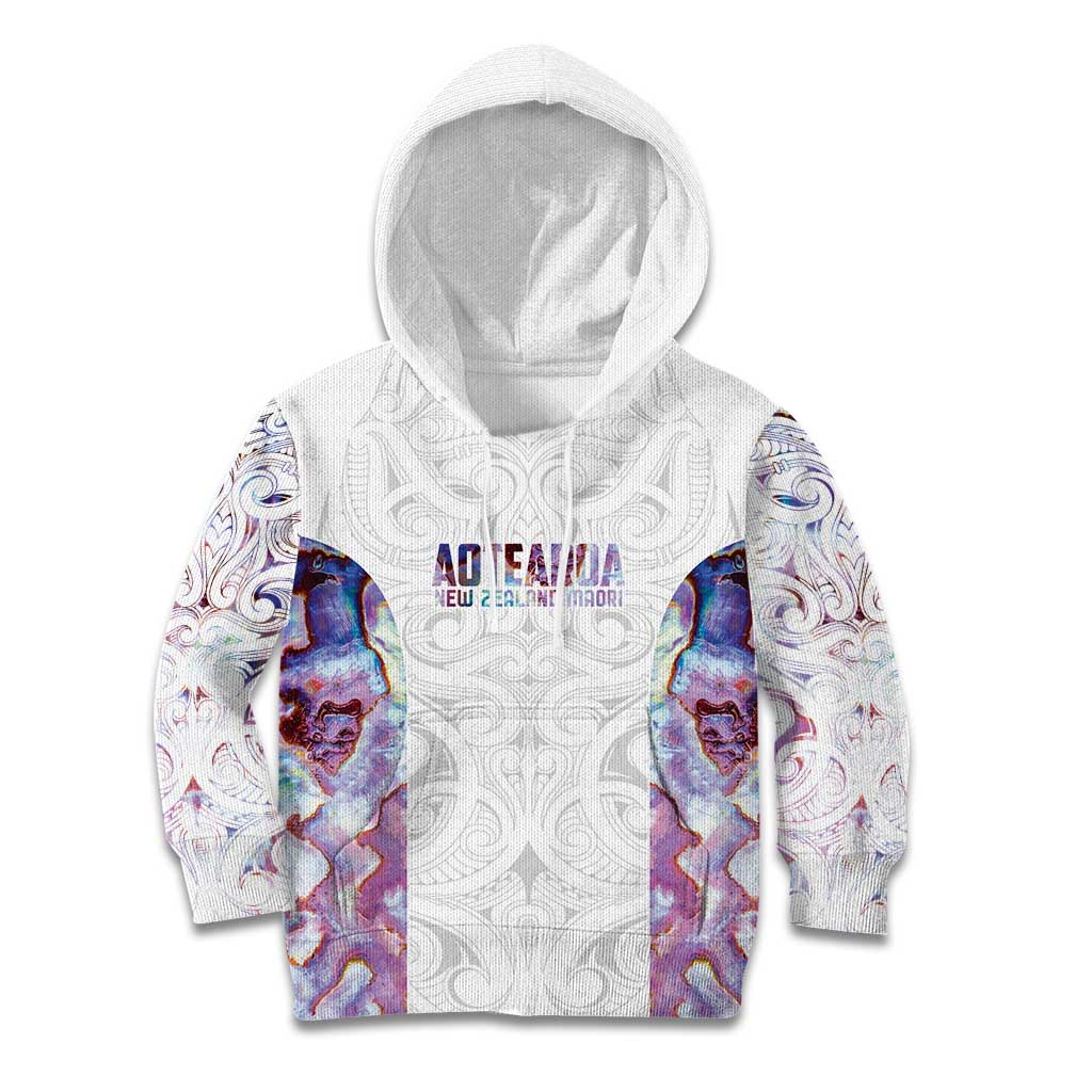 Custom New Zealand Aotearoa Kid Hoodie Pink Maori Paua Shell Indigenous - Polynesian Pride