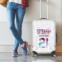 Custom New Zealand Aotearoa Luggage Cover Pink Maori Paua Shell Indigenous - Polynesian Pride