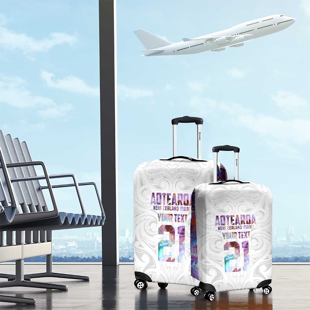 Custom New Zealand Aotearoa Luggage Cover Pink Maori Paua Shell Indigenous - Polynesian Pride