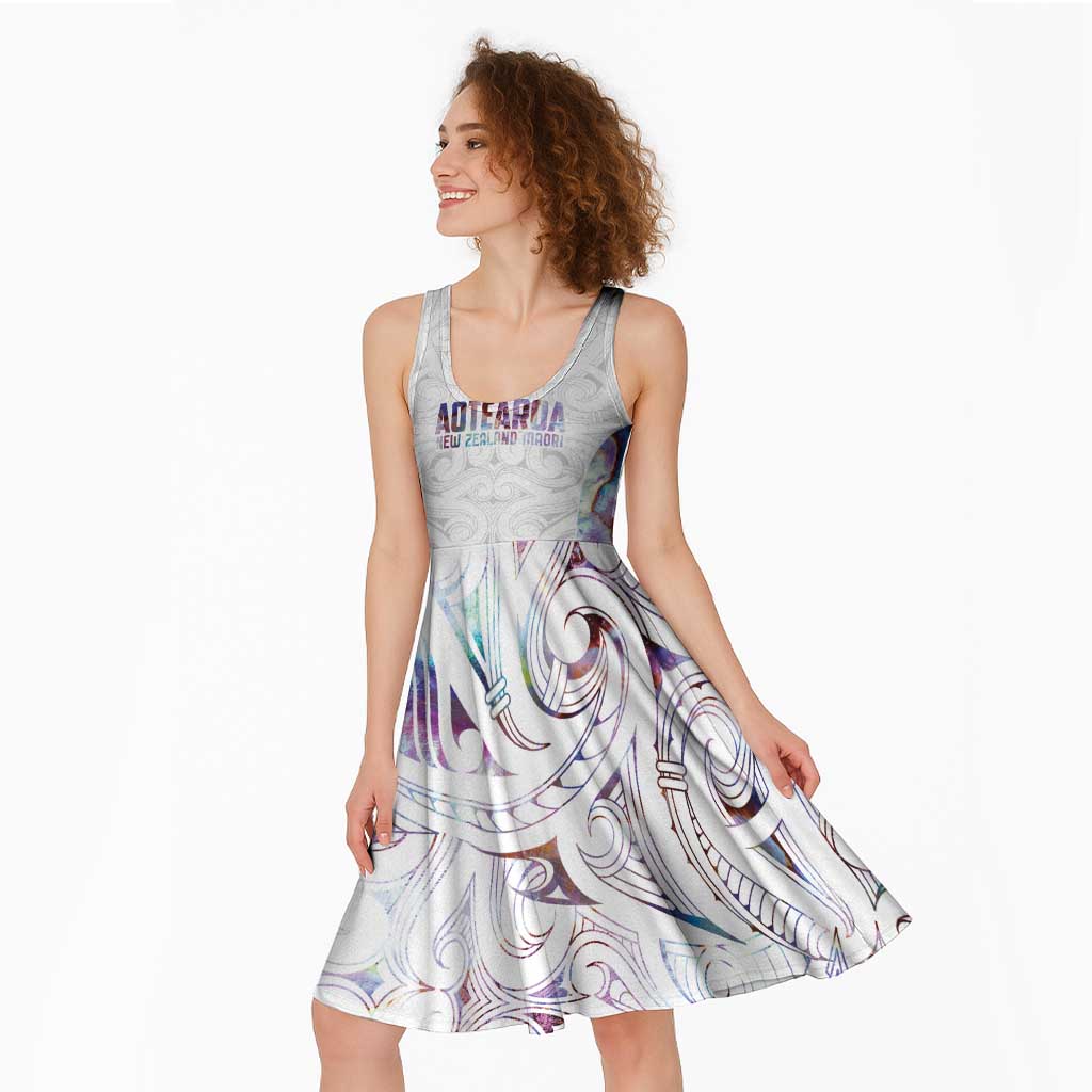 Custom New Zealand Aotearoa Midi Dress Pink Maori Paua Shell Indigenous - Polynesian Pride