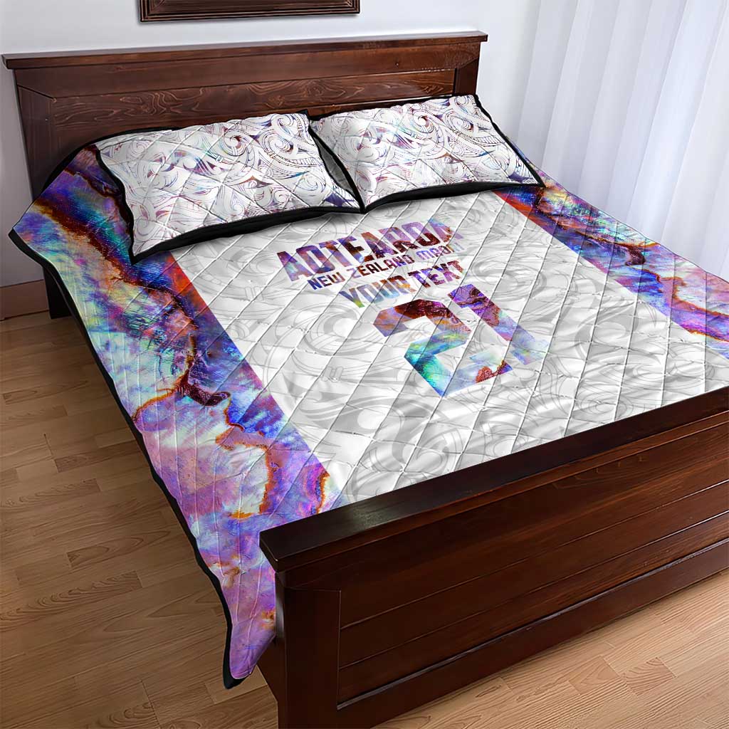 Custom New Zealand Aotearoa Quilt Bed Set Pink Maori Paua Shell Indigenous - Polynesian Pride