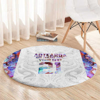 Custom New Zealand Aotearoa Round Carpet Pink Maori Paua Shell Indigenous - Polynesian Pride
