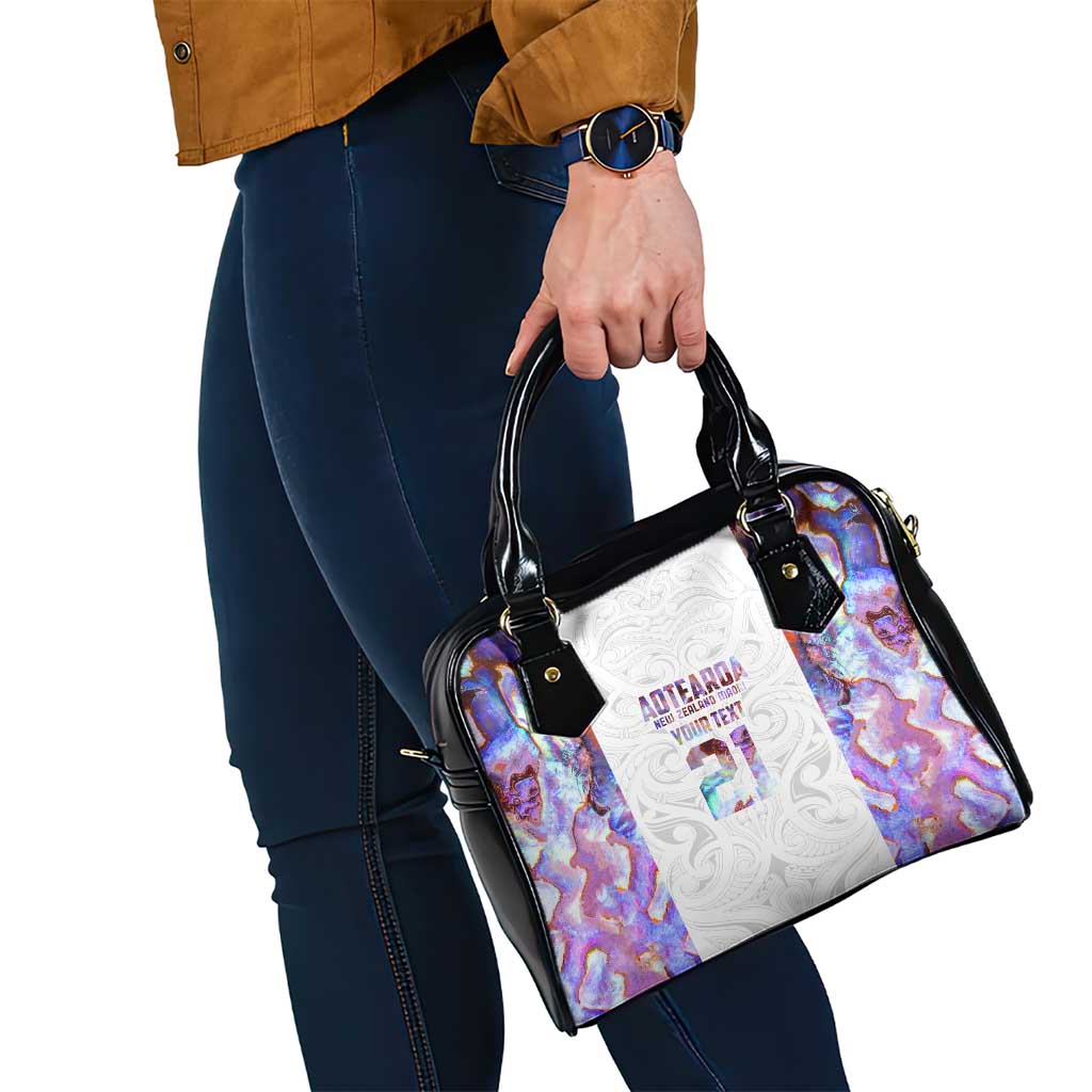 Custom New Zealand Aotearoa Shoulder Handbag Pink Maori Paua Shell Indigenous - Polynesian Pride