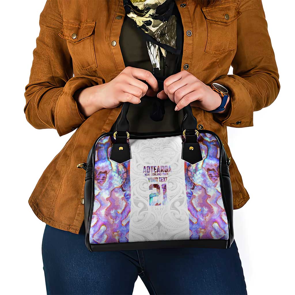 Custom New Zealand Aotearoa Shoulder Handbag Pink Maori Paua Shell Indigenous - Polynesian Pride