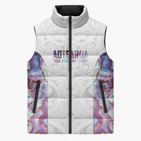 Custom New Zealand Aotearoa Sleeveless Puffer Jacket Pink Maori Paua Shell Indigenous - Polynesian Pride