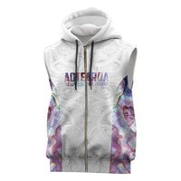 Custom New Zealand Aotearoa Sleeveless Zip Hoodie Pink Maori Paua Shell Indigenous - Polynesian Pride