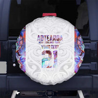 Custom New Zealand Aotearoa Spare Tire Cover Pink Maori Paua Shell Indigenous - Polynesian Pride