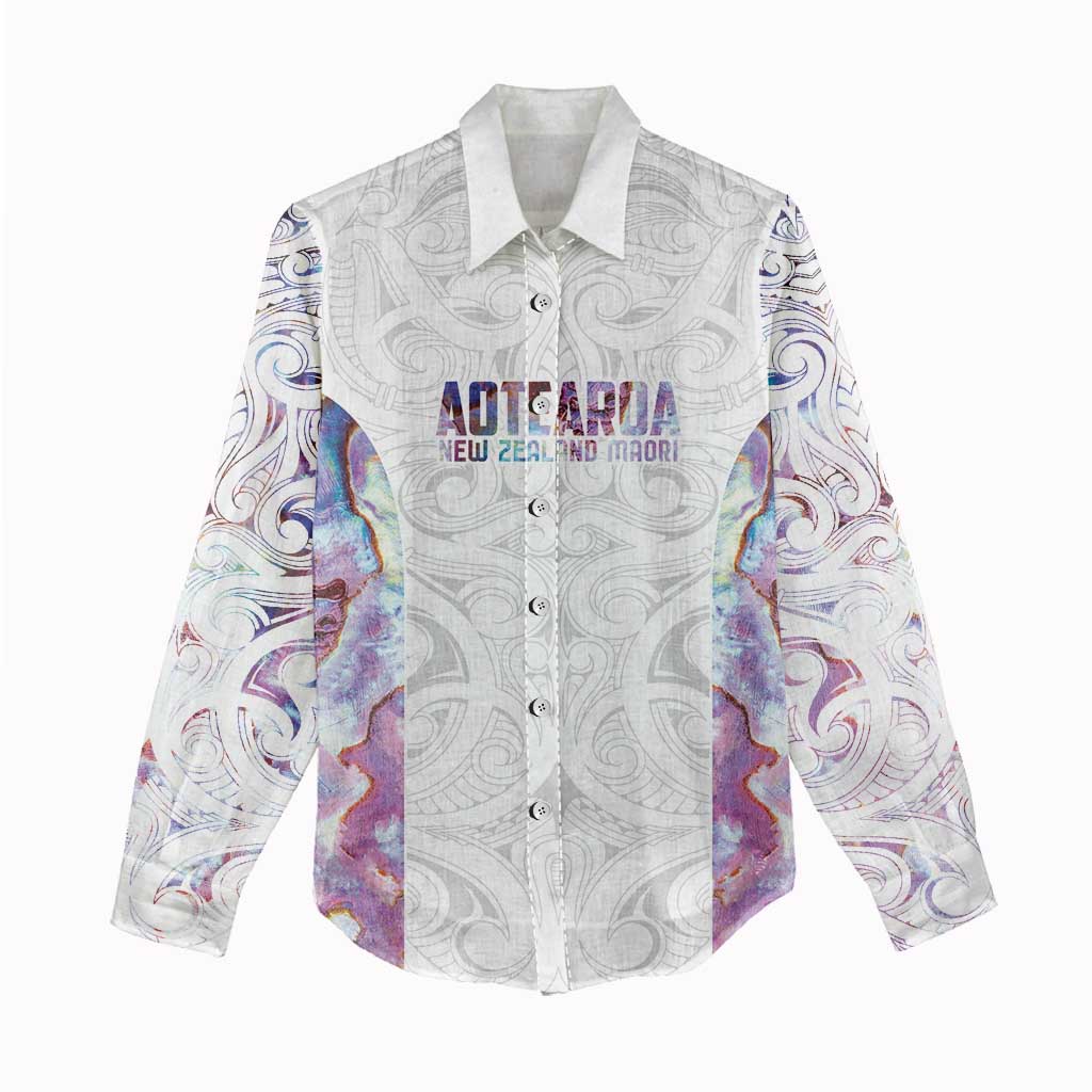 Custom New Zealand Aotearoa Women Casual Shirt Pink Maori Paua Shell Indigenous - Polynesian Pride
