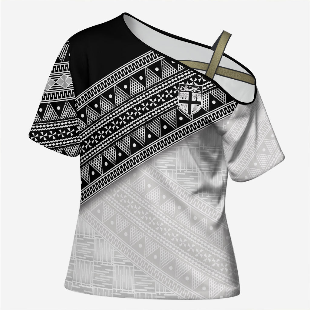 2026 Autumn Rugby Nations Fiji Custom Cross Shoulder Shirt Fijian Tapa Tribal Lauhala Inspired