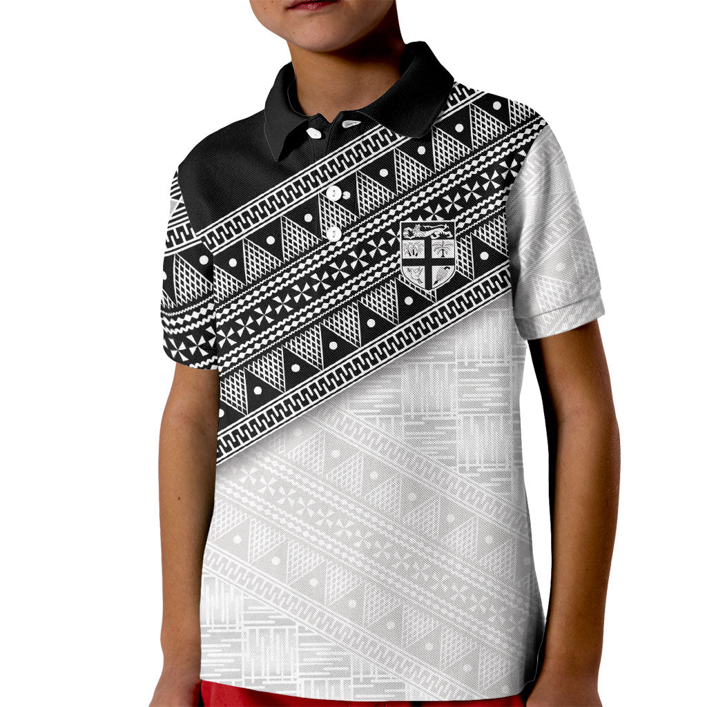2026 Autumn Rugby Nations Fiji Custom Kid Polo Shirt Fijian Tapa Tribal Lauhala Inspired