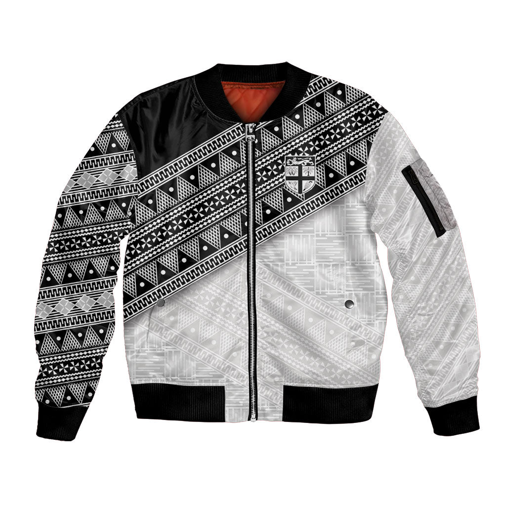 2026 Autumn Rugby Nations Fiji Custom Sleeve Zip Bomber Jacket Fijian Tapa Tribal Lauhala Inspired