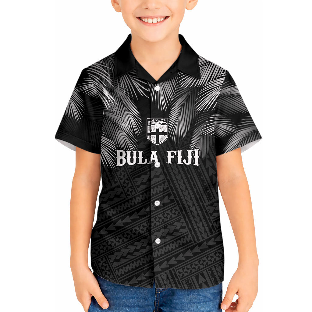 2026 Autumn Rugby Nations Fiji Custom Kid Hawaiian Shirt Fijian Palm Leaf Tapa Tribal Inspired LT9 Kid Black - Polynesian Pride