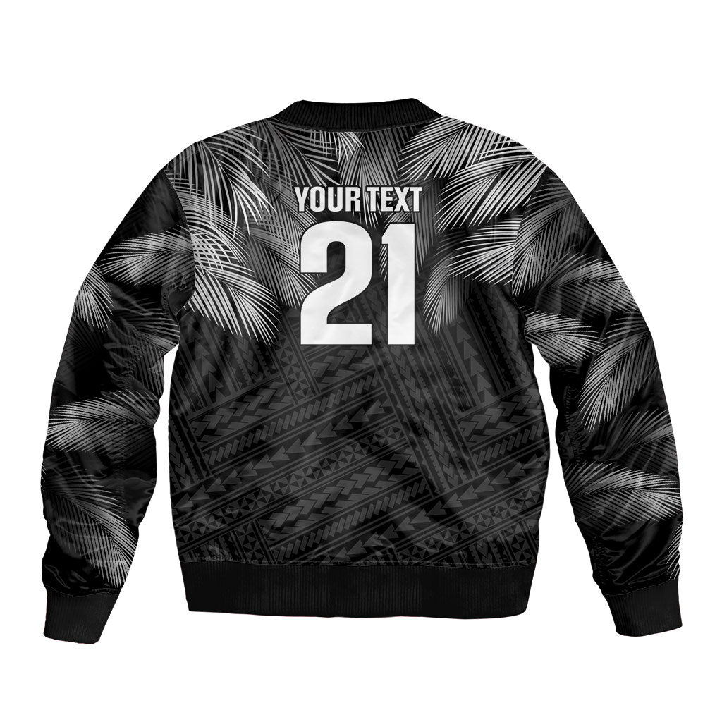 2026 Autumn Rugby Nations Fiji Custom Sleeve Zip Bomber Jacket Fijian Palm Leaf Tapa Tribal Inspired LT9 - Polynesian Pride