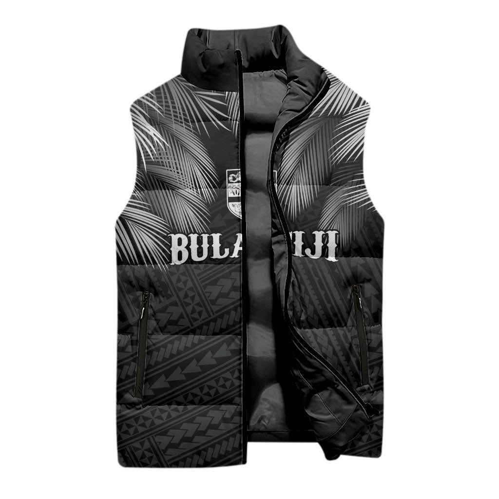 2026 Autumn Rugby Nations Fiji Custom Sleeveless Puffer Jacket Fijian Palm Leaf Tapa Tribal Inspired LT9 - Polynesian Pride