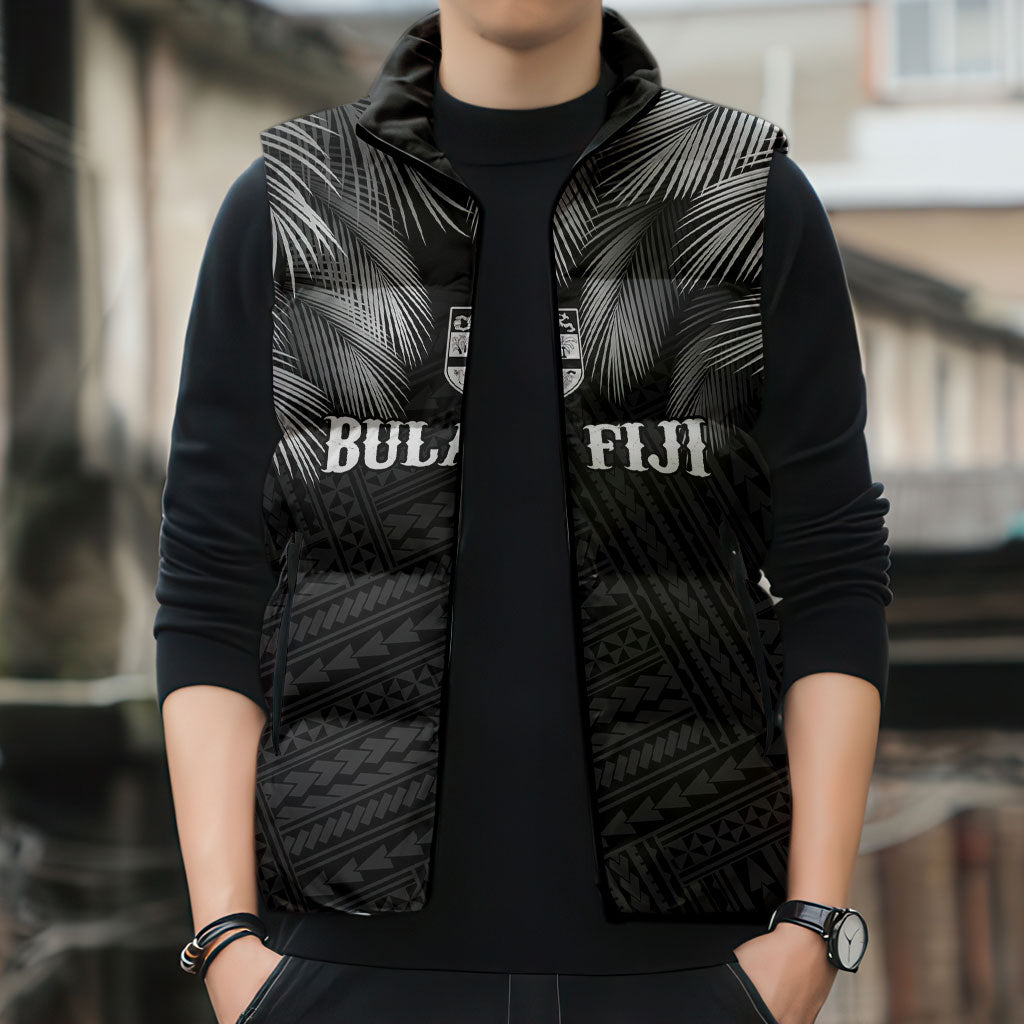 2026 Autumn Rugby Nations Fiji Custom Sleeveless Puffer Jacket Fijian Palm Leaf Tapa Tribal Inspired LT9 - Polynesian Pride