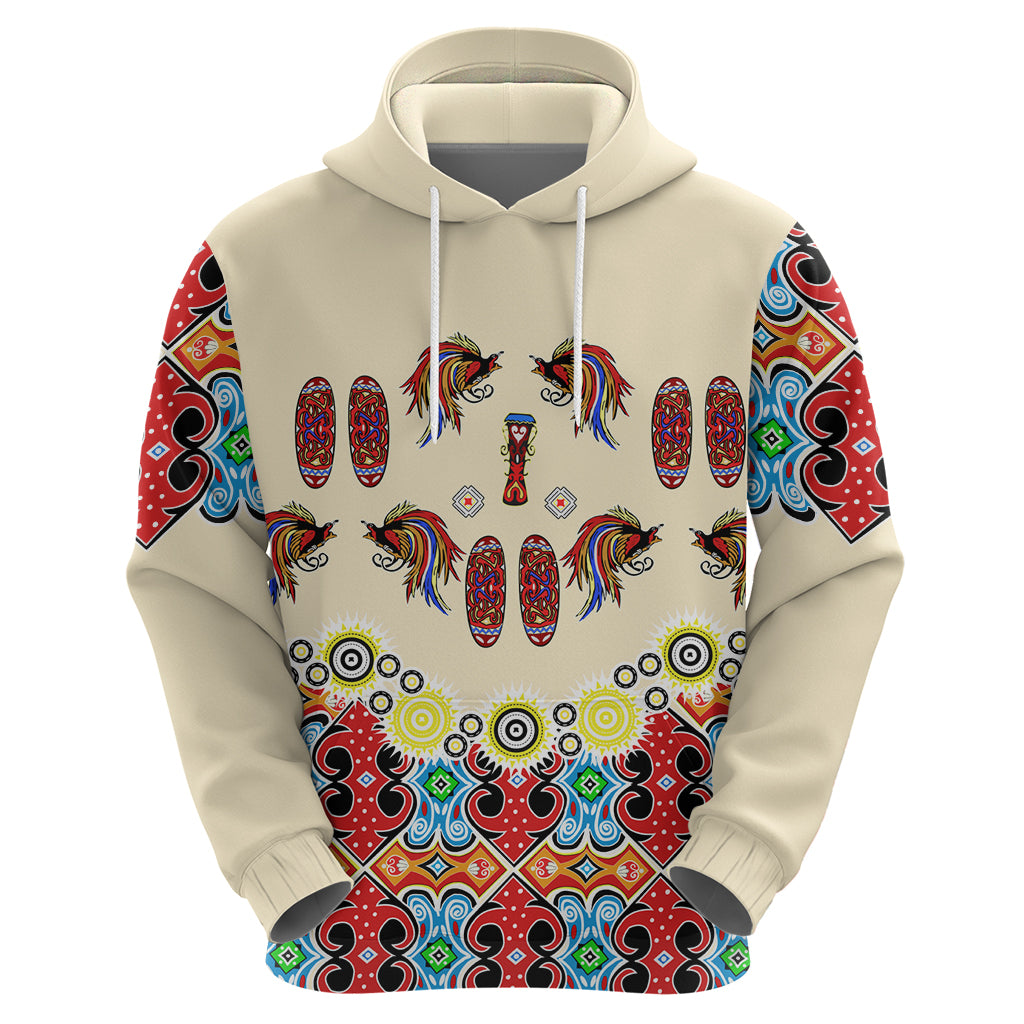Papua Batik Motif Bird Of Paradise and Native Papuan Shield Hoodie LT9 - Polynesian Pride