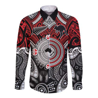 Aotearoa and Australia Long Sleeve Button Shirt New Zealand Honour The Treaty Ake!Ake!Ake!