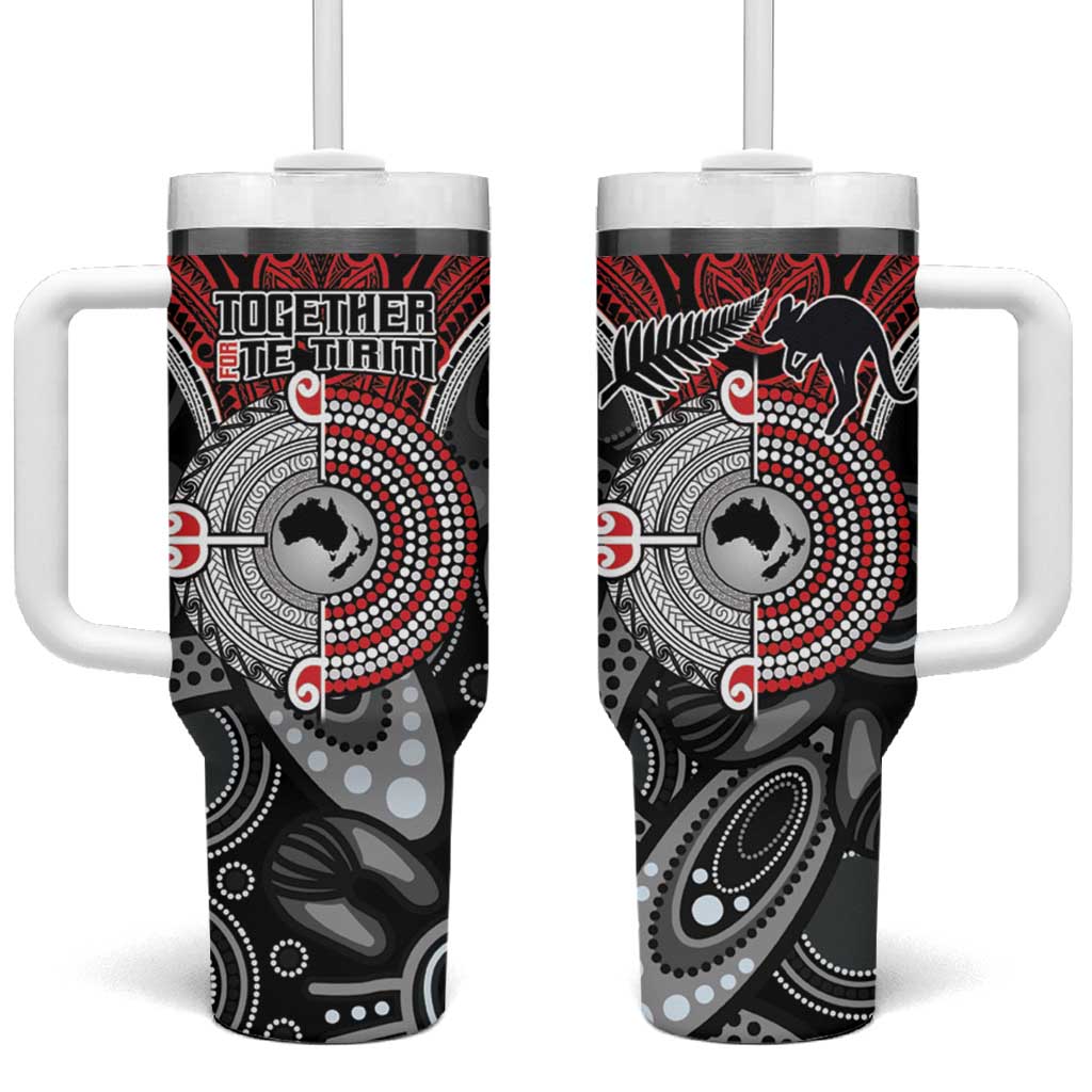 Aotearoa and Australia Tumbler With Handle New Zealand Honour The Treaty Ake!Ake!Ake!