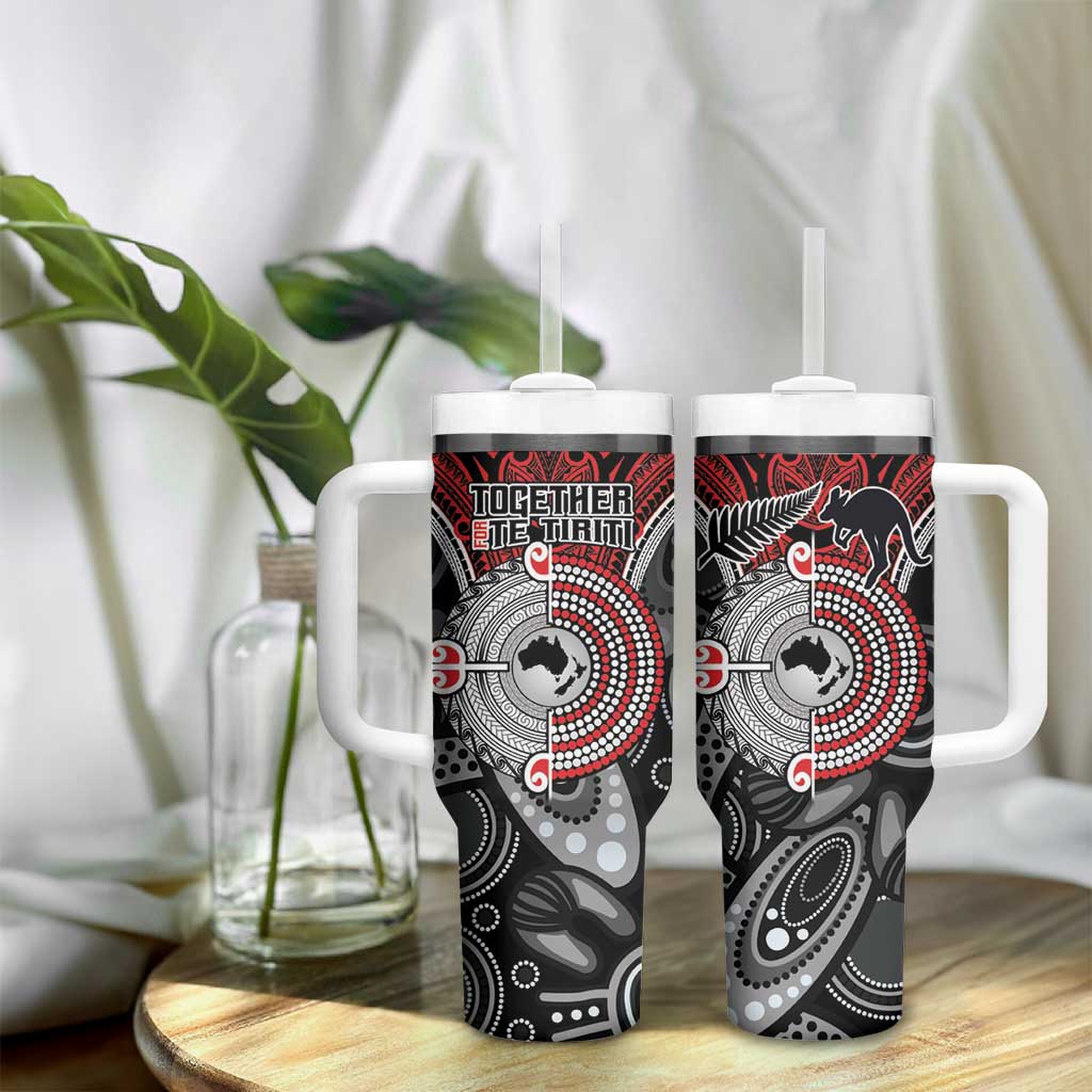Aotearoa and Australia Tumbler With Handle New Zealand Honour The Treaty Ake!Ake!Ake!