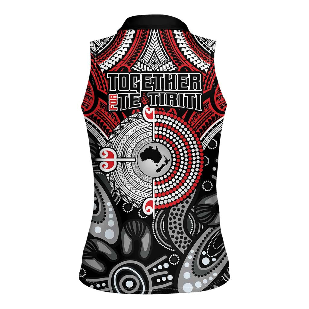 Aotearoa and Australia Women Sleeveless Polo Shirt New Zealand Honour The Treaty Ake!Ake!Ake! LT9 - Polynesian Pride