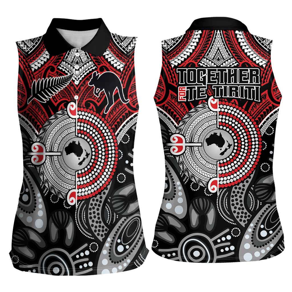 Aotearoa and Australia Women Sleeveless Polo Shirt New Zealand Honour The Treaty Ake!Ake!Ake! LT9 - Polynesian Pride