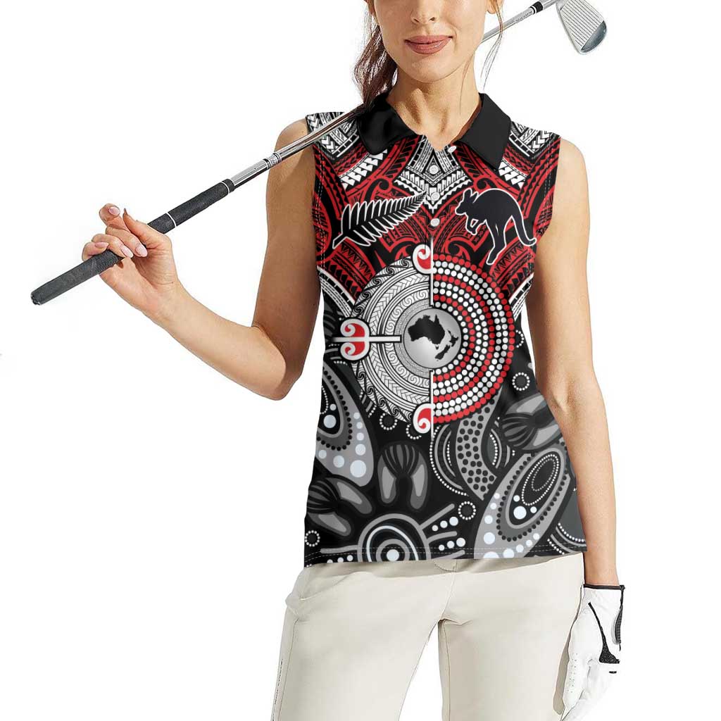 Aotearoa and Australia Women Sleeveless Polo Shirt New Zealand Honour The Treaty Ake!Ake!Ake! LT9 - Polynesian Pride