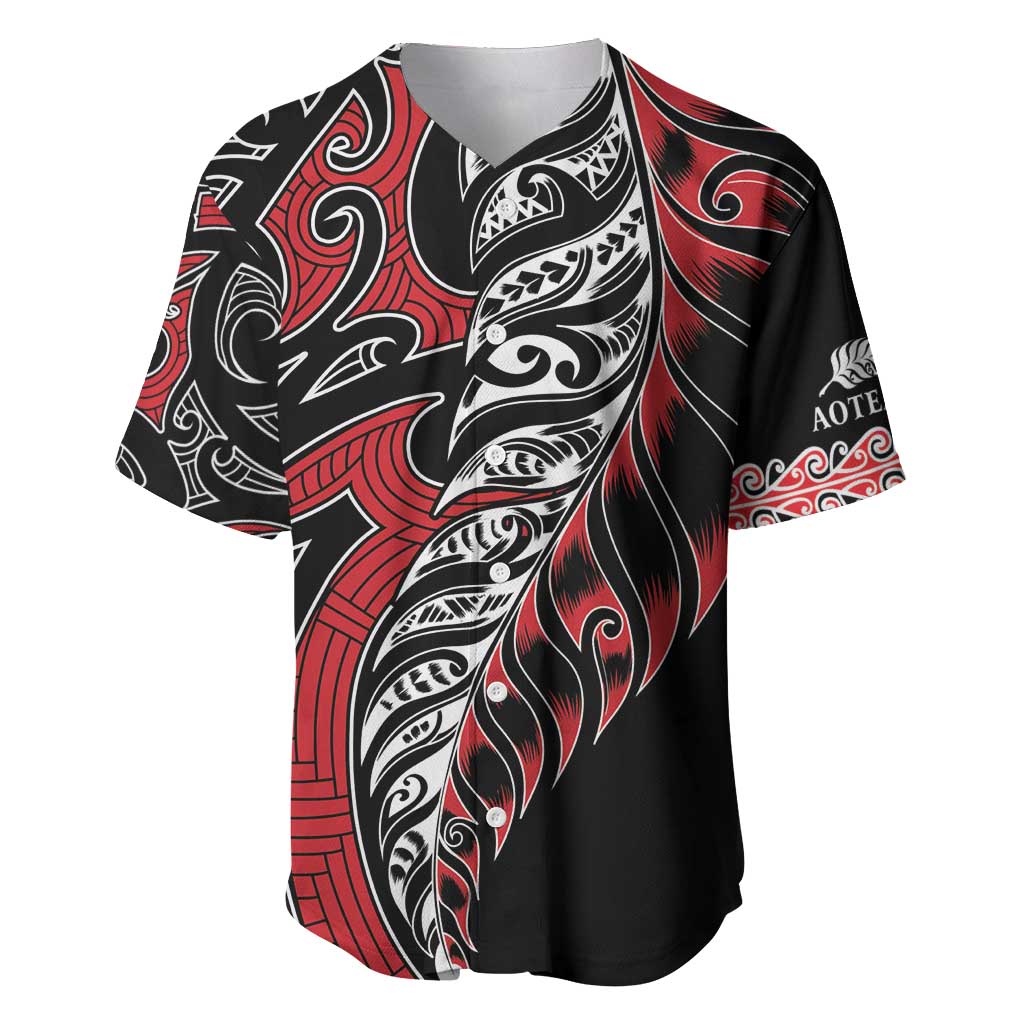 Koru Fern New Zealand Baseball Jersey Maori Tribal Pattern