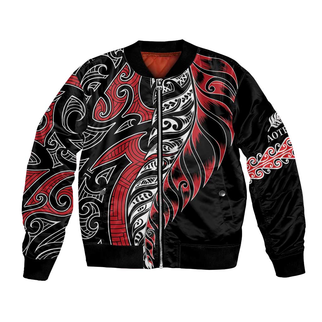 Koru Fern New Zealand Bomber Jacket Maori Tribal Pattern