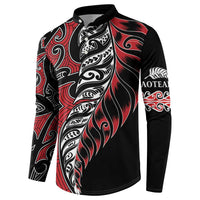 Koru Fern New Zealand Button Sweatshirt Maori Tribal Pattern