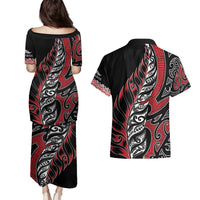 Koru Fern New Zealand Couples Matching Puletasi and Hawaiian Shirt Maori Tribal Pattern