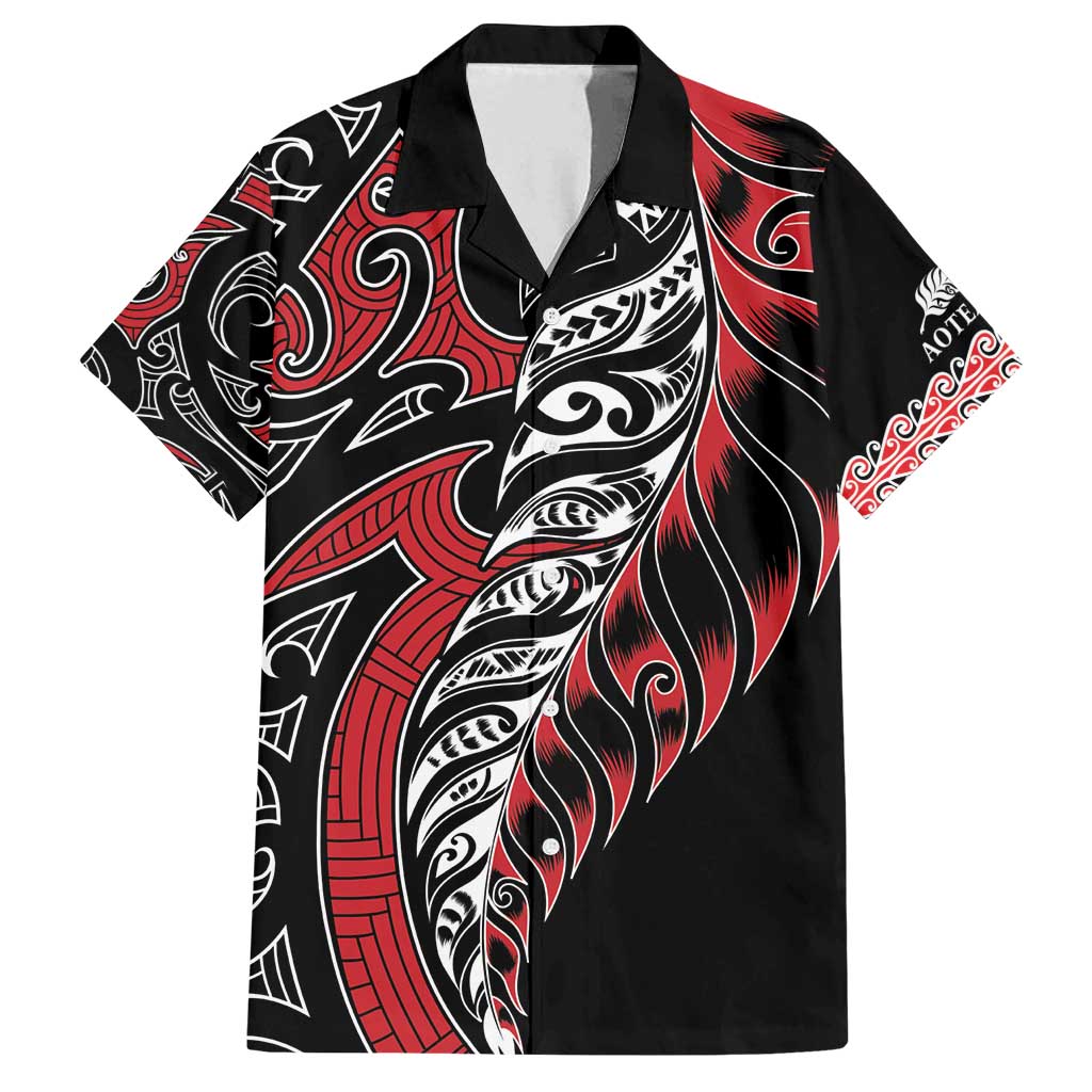 Koru Fern New Zealand Family Matching Summer Maxi Dress and Hawaiian Shirt Maori Tribal Pattern LT9 Dad's Shirt - Short Sleeve Red - Polynesian Pride