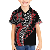 Koru Fern New Zealand Family Matching Summer Maxi Dress and Hawaiian Shirt Maori Tribal Pattern LT9 Son's Shirt Red - Polynesian Pride