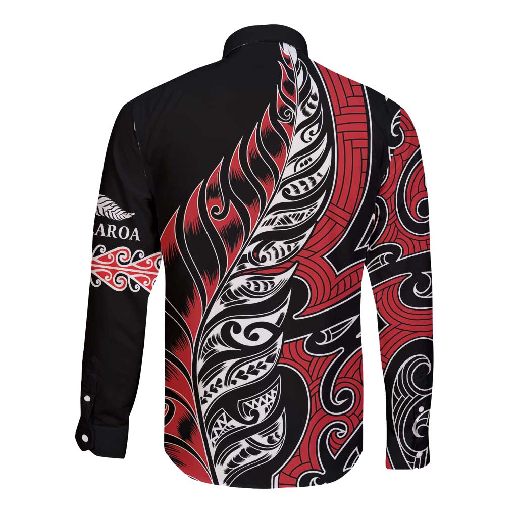 Koru Fern New Zealand Long Sleeve Button Shirt Maori Tribal Pattern