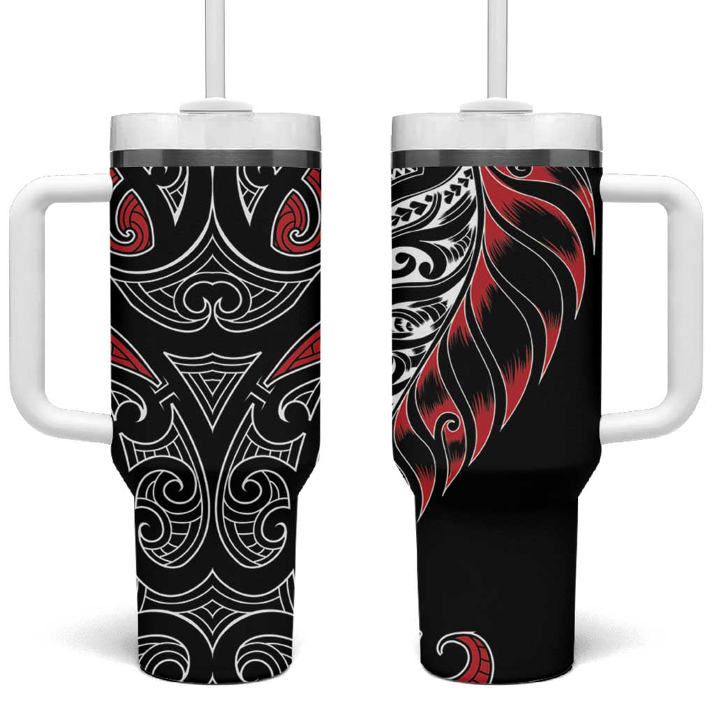 Koru Fern New Zealand Tumbler With Handle Maori Tribal Pattern
