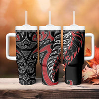 Koru Fern New Zealand Tumbler With Handle Maori Tribal Pattern