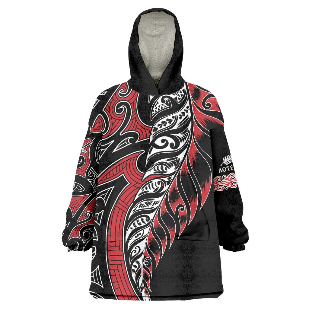 Koru Fern New Zealand Wearable Blanket Hoodie Maori Tribal Pattern